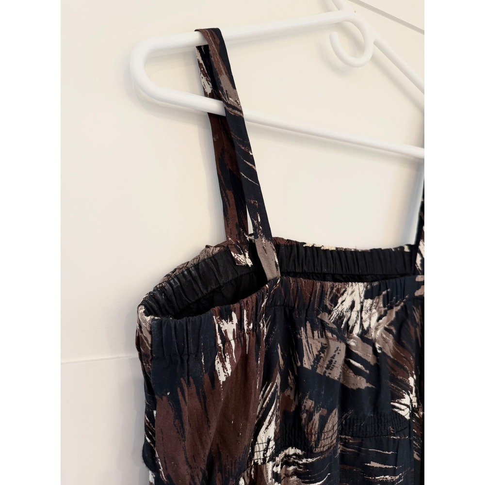 ANA A New Approach Brown Black Abstract Print Ruffle Tiered Midi Dress Large - Picture 5 of 6